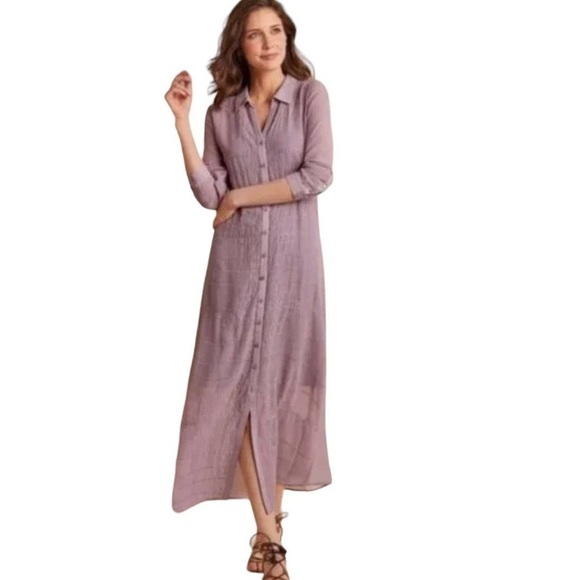 Soft Surroundings Dresses & Skirts - Soft Surroundings Embroidered Belted Duster Dress in Lavender XS
